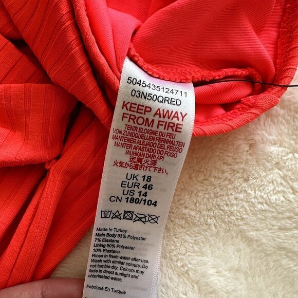 NWT Topshop Ribbed Belted Coral One Piece Swimsuit - Picture 4 of 6